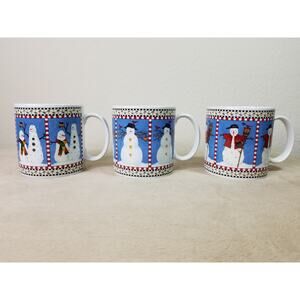 Oneida Sakura Snowman Coffee Mug 2001 Tea Cup 11oz Debbie Mumm 3 1/2" x3